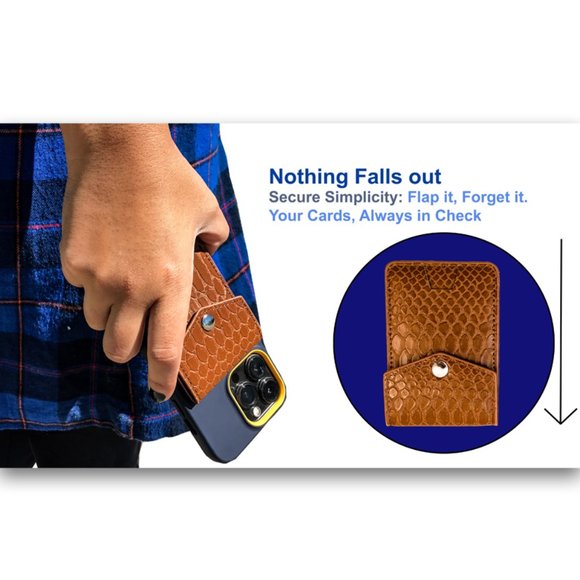 AR Allure Stick on Card Holder for Back of Phone RFID Blocking, Pack of 2, Brown - Picture 3 of 8